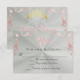 Vintage Frame Quinceanera RSVP - Sage/Rose Gold