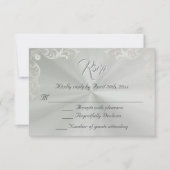 Vintage Frame Quinceanera RSVP - Sage/Silver (正面)