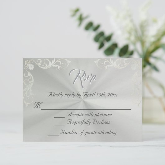 Vintage Frame Quinceanera RSVP - Sage/Silver (スタンド正面)