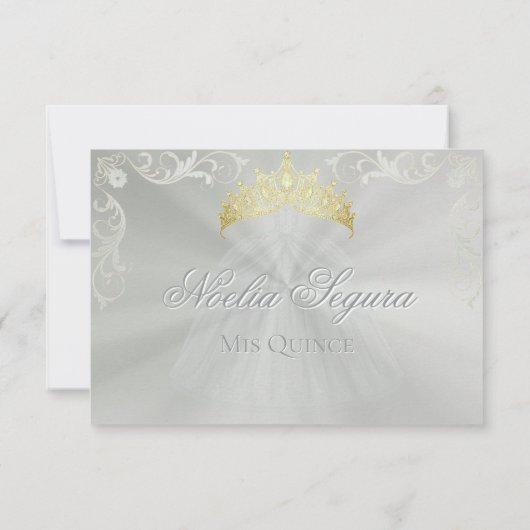 Vintage Frame Quinceanera RSVP - Sage/Silver (裏面)