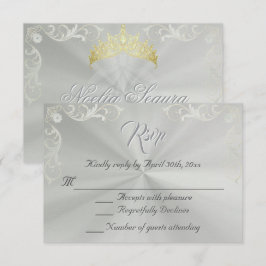 Vintage Frame Quinceanera RSVP - Sage/Silver