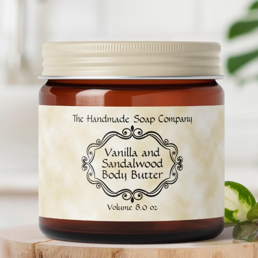 Vintage Frame Tan Parchment Cosmetics Jar Label ペットボトルラベル