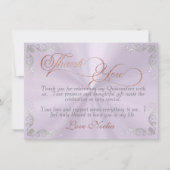 Vintage Frame & Tiara Lavender Quinceanera サンキューカード (正面)