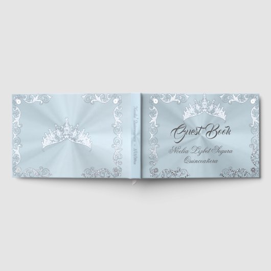 Vintage Frame & Tiara - Pastel Blue ゲストブック (全面)