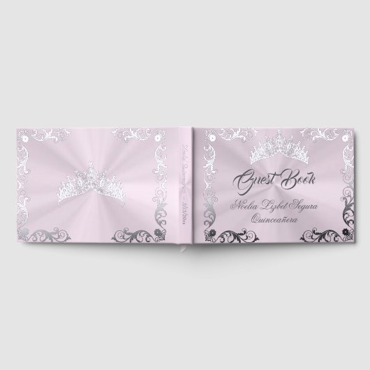 Vintage Frame & Tiara - Pastel Pink ゲストブック (全面)