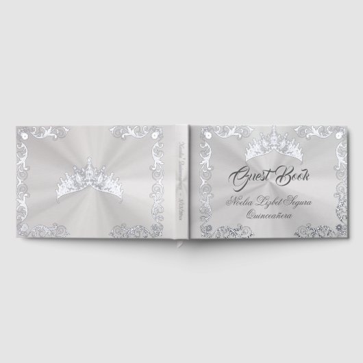 Vintage Frame & Tiara - White Pearl ゲストブック (全面)