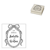 Vintage Frame Whimsical Bow Ex Libris Script Book ラバースタンプ (押印)