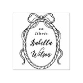 Vintage Frame Whimsical Bow Ex Libris Script Book ラバースタンプ (インプリント)
