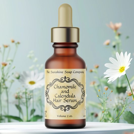 Vintage frame yellow parchment dropper bottle ラベル