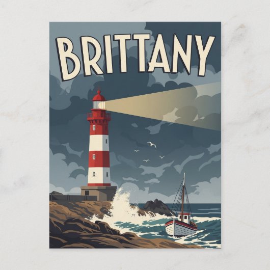 Vintage France Brittany Lighthouse Postcard ポストカード (正面)