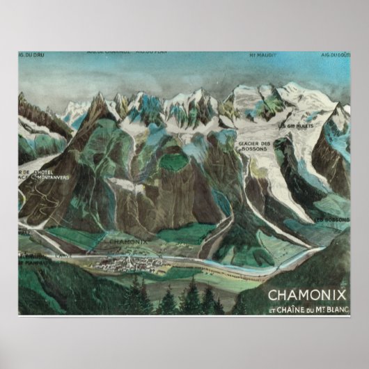 Vintage France, Chamonix Mont Blanc ポスター (正面)