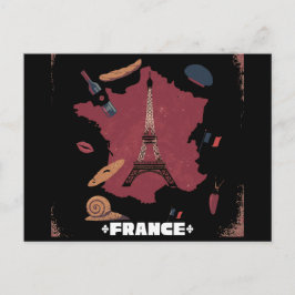 Vintage France Eiffel Tower Paris Map ポストカード