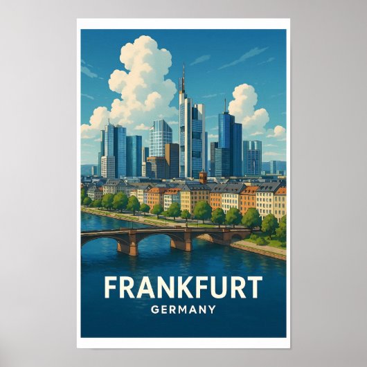 Vintage Frankfurt Germany Travel Poster ポスター (正面)