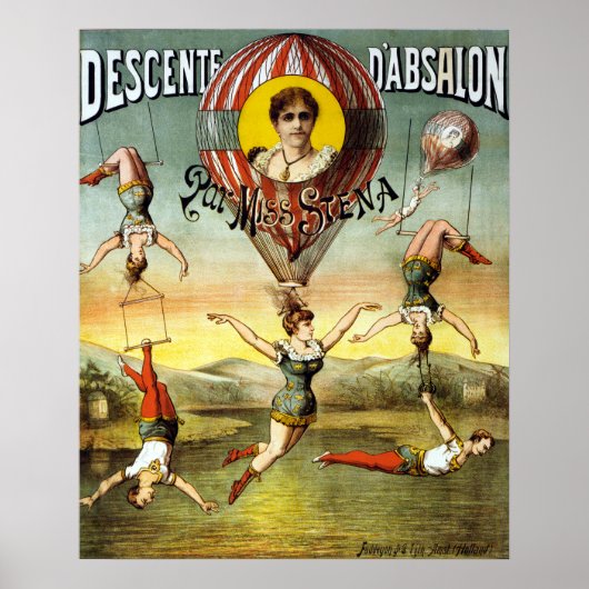 Vintage French Balloon and Trapeze Performance ポスター (正面)