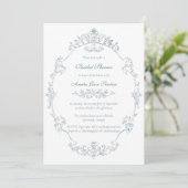 Vintage French Blue Frame Bridal Shower 招待状 (スタンド正面)