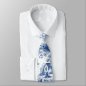 Vintage French Blue Toile de Jouy ネクタイ (タイ)