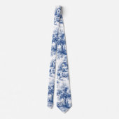 Vintage French Blue Toile de Jouy ネクタイ (裏面)