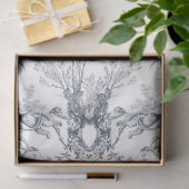 Vintage French Blue Toile Peacock Botanical Farm 薄葉紙 (ギフト)