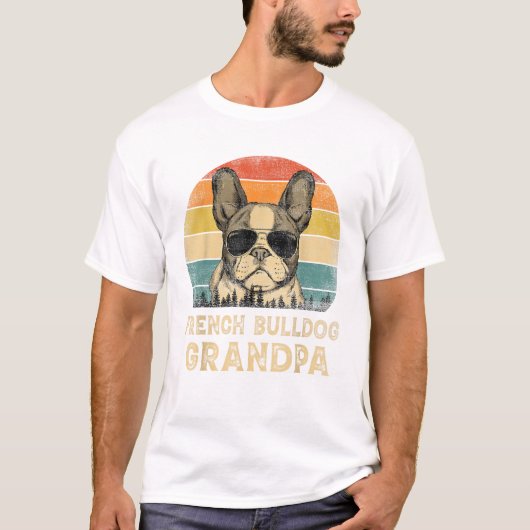Vintage French Bulldog Grandpa Tシャツ (正面)