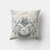 Vintage French Country Blue Toile Peacock Farm クッション (裏面)