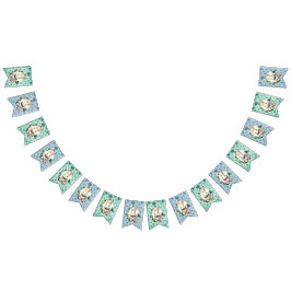 Vintage French Country Bunny & Blue Botanical バンティングフラッグ