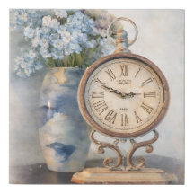 Vintage French Country Floral Clock Decor