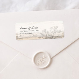 Vintage French Country Toile Return Address Label ラベル