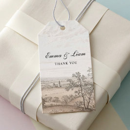 Vintage French Country Toile Wedding Gift Tag ギフトタグ