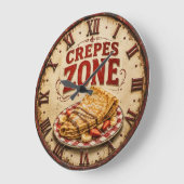 Vintage French Crepes Kitchen ラージ壁時計 (傾斜)