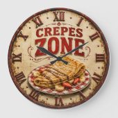 Vintage French Crepes Kitchen  ラージ壁時計 (正面)