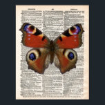 Vintage French dictionary with Peacock butterfly ポスター<br><div class="desc">A vintage dictionary print featuring a beautiful peacock butterfly will make a wonderful addition to any home decor.. © Julie McIver</div>