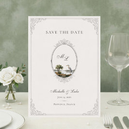 Vintage French Landscape Monogram Wedding  セーブザデート