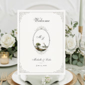 Vintage French Landscape Monogram Wedding Poster ポスター