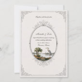 Vintage French Landscape Oval Frame Wedding 招待状 (正面)
