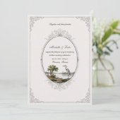 Vintage French Landscape Oval Frame Wedding 招待状 (スタンド正面)