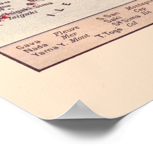 Vintage French map, 1920, Japan ポスター (角)