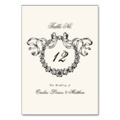 Vintage French Monogram Wreath Elegant Wedding テーブルナンバー (裏面)