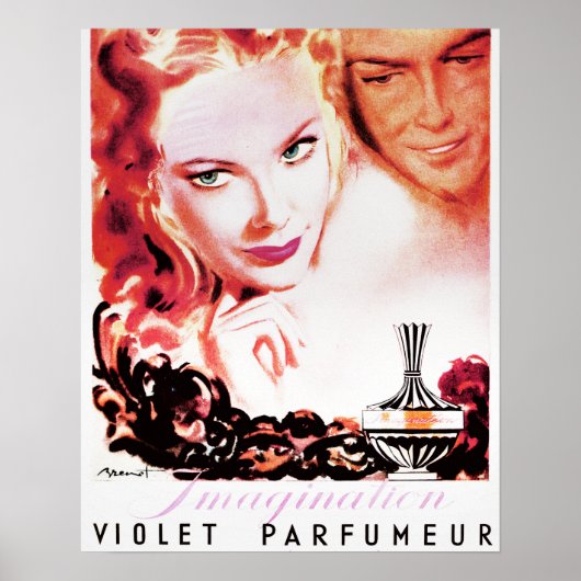 Vintage French Perfume Advertising Print digital ポスター (正面)