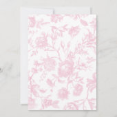 Vintage French Pink Toile Flowers Girl Baptism 招待状 (裏面)