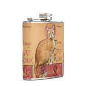 Vintage French Poster Style Orange Cat フラスク (右)