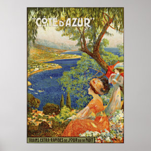 Vintage French Riviera Cote d'Azur ad ポスター