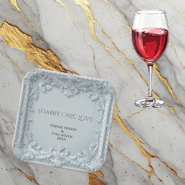  Vintage French Shabby Chic Blue & White Wedding ペーパープレート