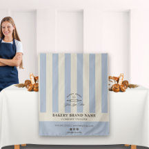 Vintage French Stripes Bakery Logo Table Runner