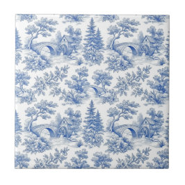 Vintage French Toile de Jouy Pastoral Landscape  タイル