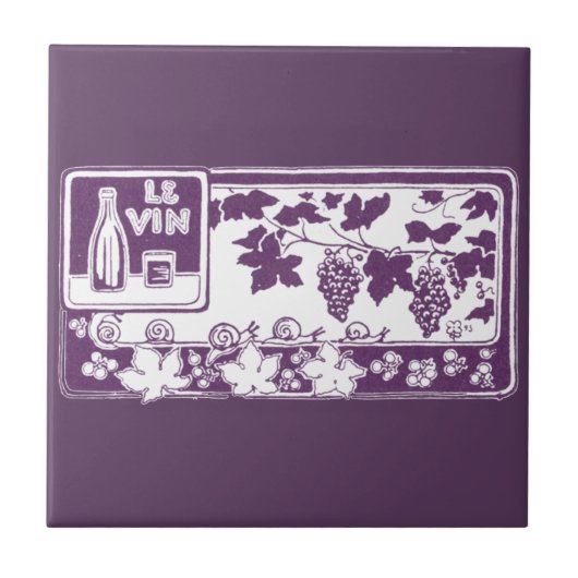 Vintage French Wine Label  | Rustic Vineyard  タイル (正面)