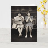 Vintage Friends Laughing Together カード (黄色い花)