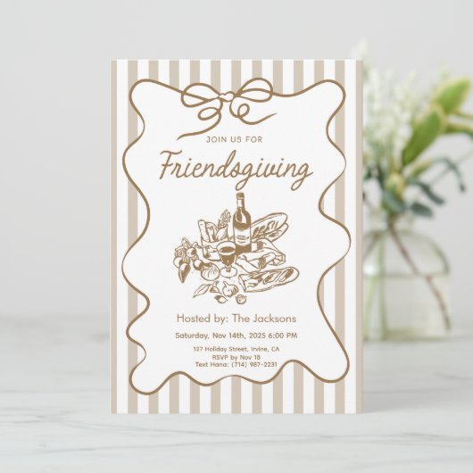 Vintage Friendsgiving Invitation 招待状 (スタンド正面)
