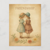Vintage Friendship Timeless Floral Art Remembering シーズンポストカード (正面)