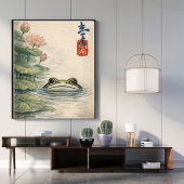 Vintage Frog and Lotus Pond Art – Japanese ポスター