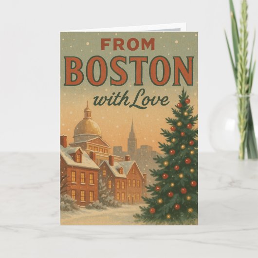 Vintage From Boston With Love Christmas Folded シーズンカード (正面)
